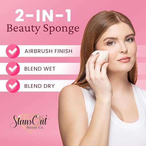 StansOut Beauty 4-Pack Makeup Sponges - Blending, Airbrushed Finish, Reusable & Latex-Free