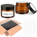 105 Pack Amber Glass Jars with Black Lids & White Labels - 1 oz, UV Protection, Reusable, Ideal for Cosmetics & Storage - Bumobum