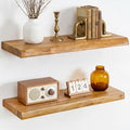 Natural Live Edge Floating Shelves Set of 2 - 24 Inch Rustic Elm Wall Shelves