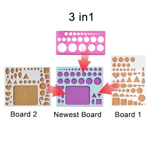 YURROAD 3 in 1 Paper Quilling Template Board with Pins Quilling Knitting Board Cork Shape Mold DIY Tool