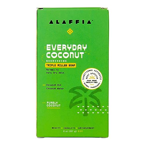 Alaffia Everyday Coconut Soap Bar Pack of 4 - Natural Body Soap 8oz each
