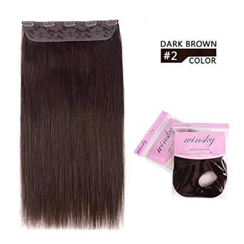 Dark Brown 14-Inch Clip-In Human Hair Extensions - Full Head, 70g, Easy to Attach