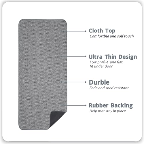 Grey 3'x6' Ultra Thin Non-Slip Bathroom Runner Rug - Quick Dry, Machine Washable