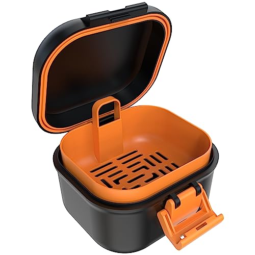 ARGOMAX Denture Bath Cup with Strainer & Storage - Black Shell + Orange Variation