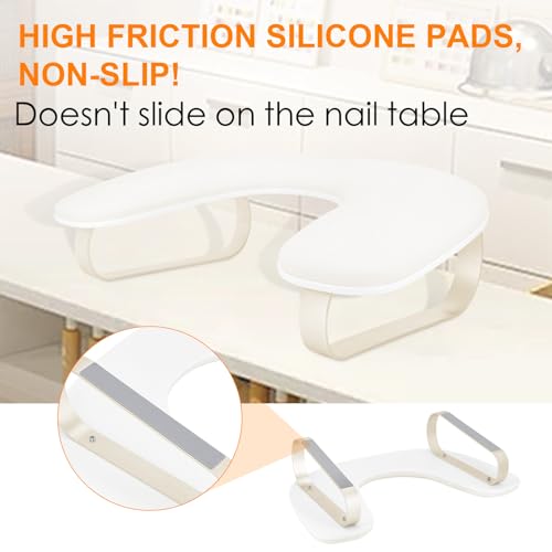 Arm Rest for Nails Tech Upgraded 10¡Æ Inclined, U-Shaped Manicure Nail Arm Rest Stand, Nail Armrest for Nail Tech Hand Rests with Aluminum Alloy Holder Non-Slip