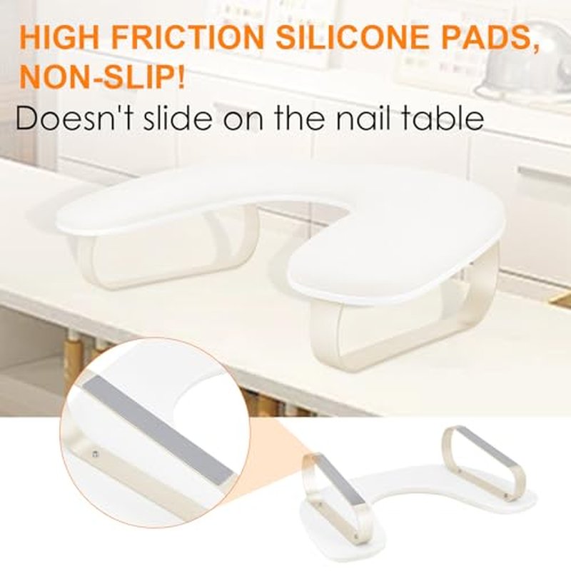 Arm Rest for Nails Tech Upgraded 10¡Æ Inclined, U-Shaped Manicure Nail Arm Rest Stand, Nail Armrest for Nail Tech Hand Rests with Aluminum Alloy Holder Non-Slip