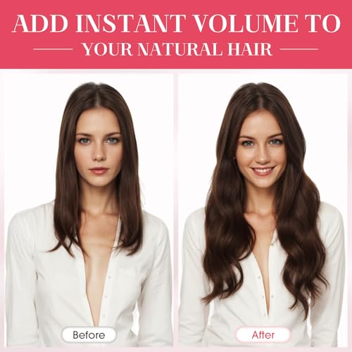 Clip-In Hair Extensions 100% Human Hair Short 8 Inch Light Brown 8pcs Full Head