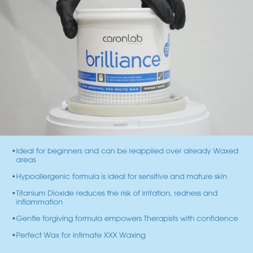 Caronlab Brilliance Hard Wax 27oz for Sensitive Skin, Microwaveable Coconut Stripless Wax