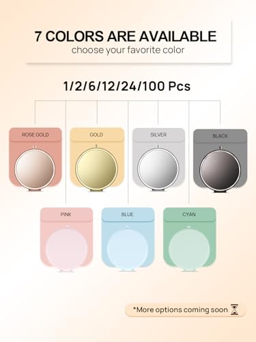 Compact Pocket Mirror 2.5 Inch Rose Gold 1x/2x Magnification Set of 6