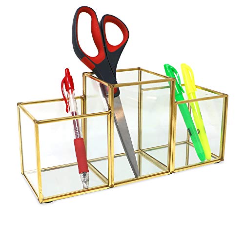 Isaac Jacobs 3-Compartment Mirror Base Organizer | Vanity & Office Storage