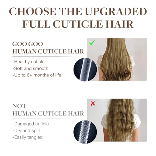 GOO GOO Invisi Edge Clip-in Hair Extensions Set 12 Inch Light Blonde Highlighted Golden Blonde, 85g