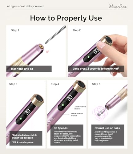 Pen-Shaped Cordless Nail Drill with 30,000RPM for Manicure - Pink