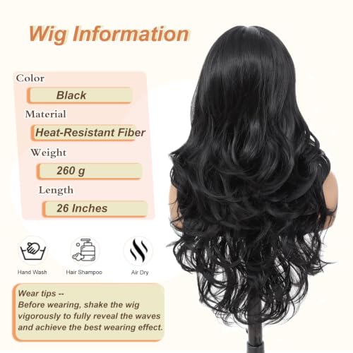 Black Layered Wavy Synthetic Wig for Women - Amarlis, Party & Daily Use