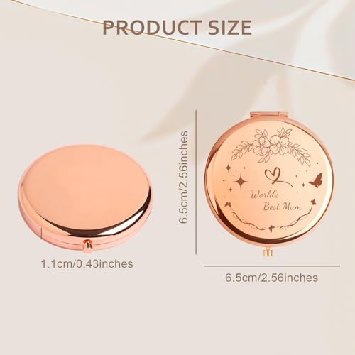 Personalised Mirror for Women, Engraved Compact Mirror with Name, Portable Makeup Mirror, Perfect for Wife, Mom, Grandma, Sister, Ideas, Travel-Friendly Cosmetic Mirror (C-Silver)