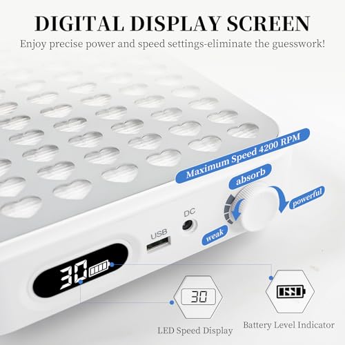 ANGNYA Rechargeable Nail Dust Collector with LED Light - White