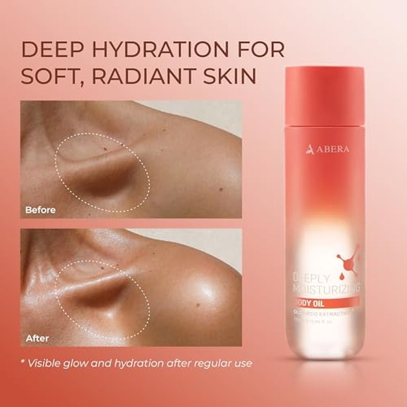 ABERA Body Oil ? Deep Hydration & Skin Elasticity Booster with Sunflower, Jojoba & Safflower Oils ? Nourishing & Firming Body Moisturizer for Dry, Rough Skin (5 fl oz)