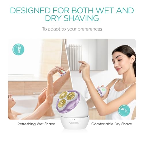 VOGOE Electric Shaver for Women 3D Floating Blade Rotary Razor Purple ES300