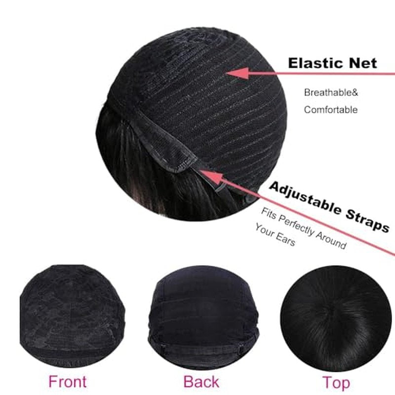 CORDELIA Glueless Wigs Human Hair with Bangs Straight Human Hair Wig with Bangs 150% Density None Lace Front Wigs for Black Women 22inch