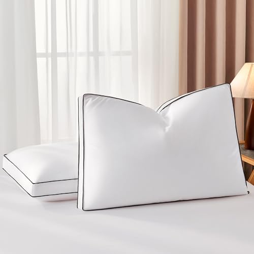 Queen Down Pillows 2 Pack - Luxury Hotel-Style Goose Feather Bedding
