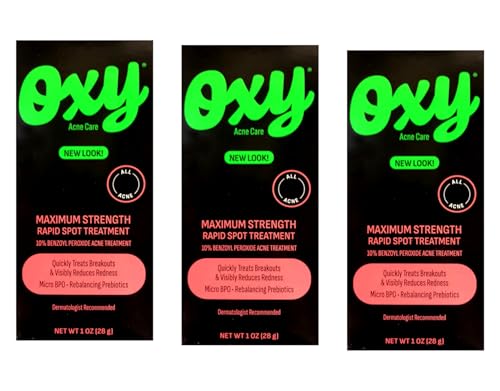 Oxy Maximum Strength Rapid Acne Spot Treatment 1oz (Pack of 3) - Fast Redness Relief