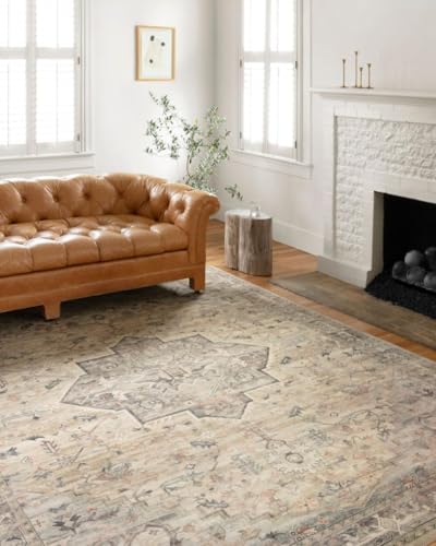 Hathaway Multi Ivory Area Rug 7'6" x 9'6" - Vintage Modern Design, Low Profile