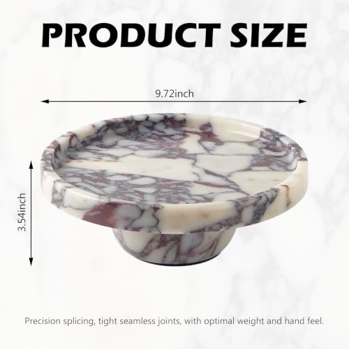 Metolira Calacatta Viola Marble Pedestal Tray 9.8-inch Jewelry & Decor Organizer
