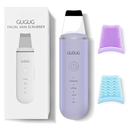 GUGUG 2-Pack Facial Spatula Set 4 Mode Skin Scrubber & Pore Cleaner for Blackhead Removal (White + Purple)