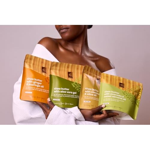 Raw Shea Butter with Coconut & Olive Oil - Vanilla & Coconut Scent. 100% Natural Whipped Ghana Shea Butter for Dry Skin, Hair & Body ? Pure, Handmade, Vegan, Eco-friendly, Skincare - 350g