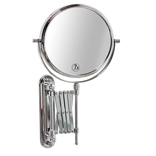 Deco Brothers Wall Mount Extendable Mirror, 8 Inch Double Side with 7X Magnification, Chrome