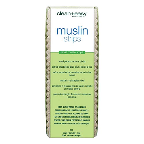 Clean + Easy Small Muslin Wax Strips ? Pre-Cut Facial Waxing Strips for Upper Lip, Eyebrows, Chin & Small Areas, 100 Count