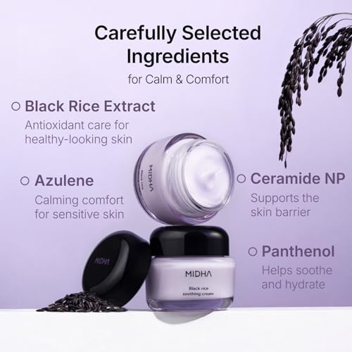 Midha Black Rice Soothing Gel-Cream - Hydrating Moisturizer for Sensitive Skin, 50ml