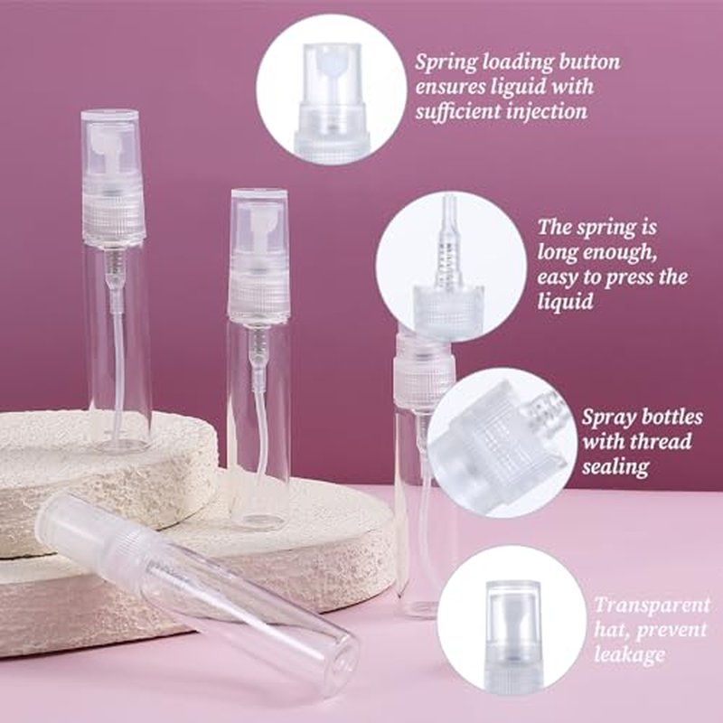 300 Pcs 5ml Mini Spray Bottles Clear Glass Perfume Bottles Refillable Fine Mist Bottle Small Empty Fragrance Sample Spray Containers Travel Portable Bottle for Cleaning, Essential Oils