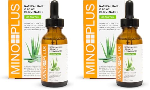 Natural Hair Growth Serum with Aloe Vera - 60ml / 2fl oz - Pack of 2 for Thicker, Stronger Hair