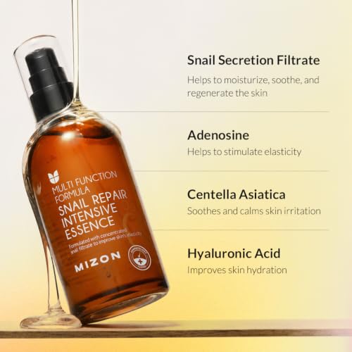 MIZON Snail Repair Intensive Essence 3.38 fl oz - Hydrating Skin Care for Wrinkle & Pore Tightening