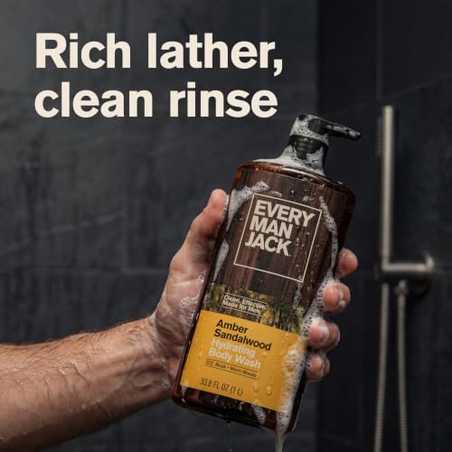 Every Man Jack Hydrating Amber Sandalwood Body Wash 2-Pack - Men’s Moisturizing Shower Gel