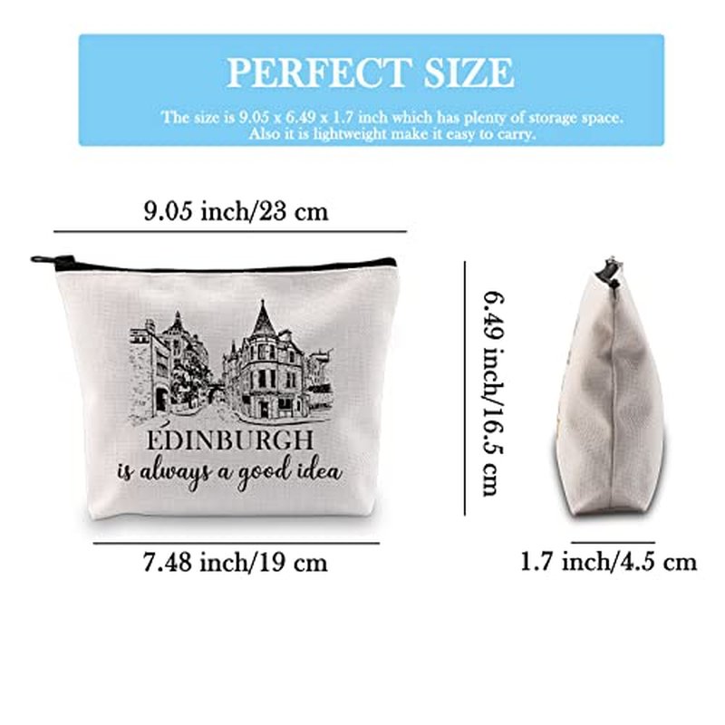 GJTIM Edinburgh Surprise Trip Gift Scotland Trip Gift Edinburgh Scotland Souvenir Travel Zipper Makeup Bag