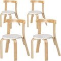 Kids Wooden Stackable Chair Set - Toddler Chairs for Playroom & Classroom - White, 4 Pack