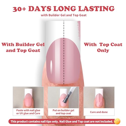 MUTIOVO Medium Straight Square White French Tip Nail Tips 180 pcs - Berry Pink, Extra Thick Soft Gel Extensions for DIY Manicure