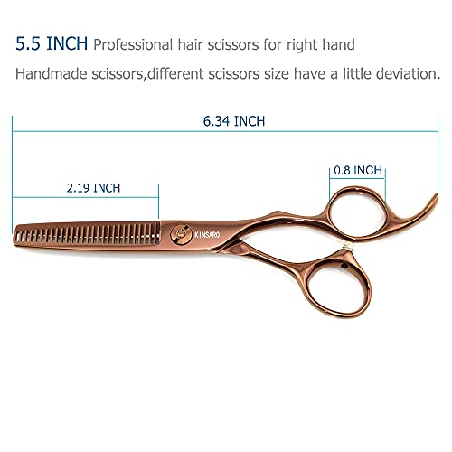 KINSARO 5.5-Inch Hair Thinning Scissors - Brown Variation, Sharp 440C Shears