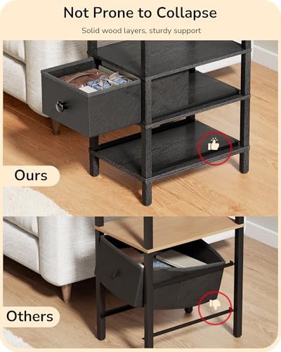EDISHINE Black Floor Lamp with Table and USB Ports - Dimmable & Remote Control