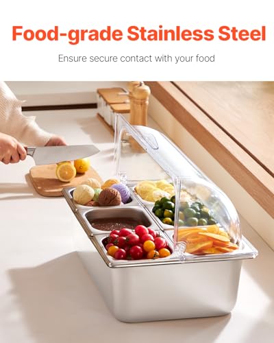 VEVOR 1.6L × 6 Countertop Food Serving Display Container with Clear Lid and Freezer Boxes