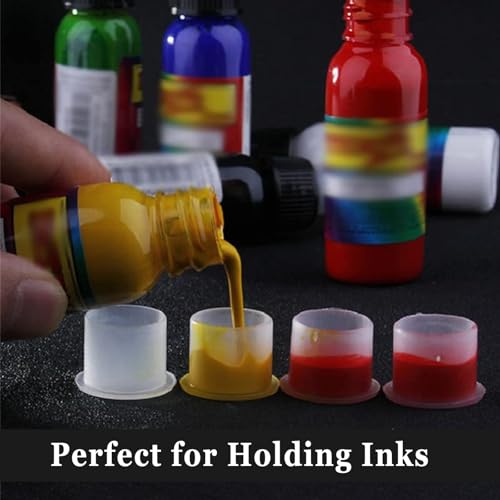 Tattoo Ink Cup Caps Set - Mixed Size 1000pcs with Base for Tattoo Supplies (Variation: CSTA-226A-226B-226C-1000pcs)