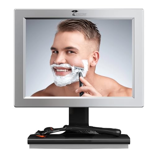 ToiletTree Products Fogless Shower Mirror with Squeegee - Anti-Fog Mirror - Adjustable Shaving Mirror with a Squeegee - Rust-Proof, Impact-Resistance Bathroom Shower Mirror (Pack of 2)