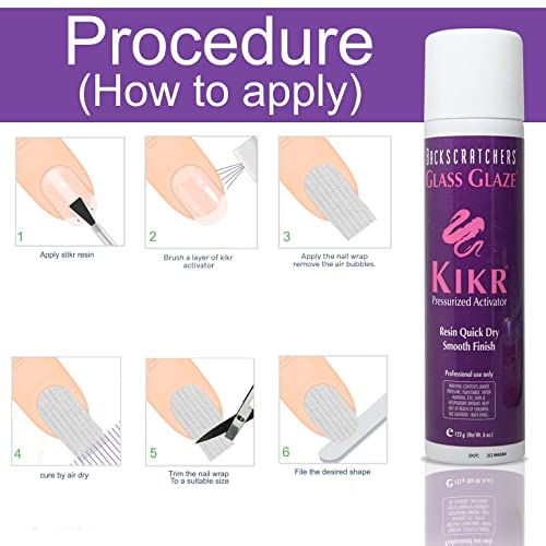 Backscratchers Kikr Activator Nail Resin Spray 6 Oz for Fiberglass & Silk Wraps - Pack of 1
