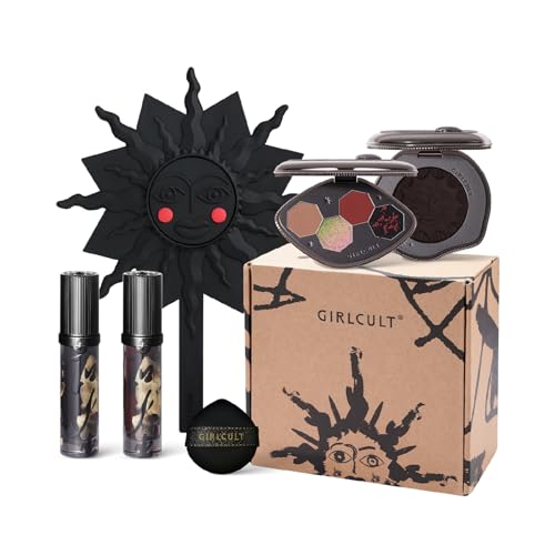 GIRLCULT 5-in-1 Makeup Gift Set ? Playful All-in-One Makeup Kit with Eyeshadow Quad, Cream Blush, Matte Lip Stains & Hand Mirror, Pigmented & Blendable, Valentine¡¯s Day & Holiday Beauty Gift