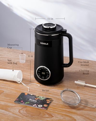 KIDISLE 32oz Automatic Nut Milk Maker Machine Black - Self-Cleaning & Delay Start