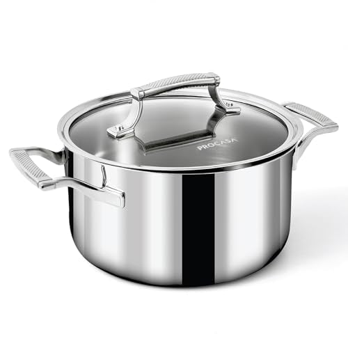 4 Quart Fully Clad Stainless Steel Stock Pot with Lid - Induction & Oven Safe