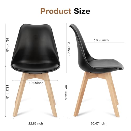 OLIXIS 8-Piece Dining Chair Set with Wood Legs and PU Leather Upholstery