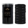 L. Erickson Black Hair Ties for Thick Hair, Grab & Go Pony Tube, 15 Pack, Black Pack, Thick No-Crease Bands with Strong Hold, Damage-Free Design, Sleek Everyday Style