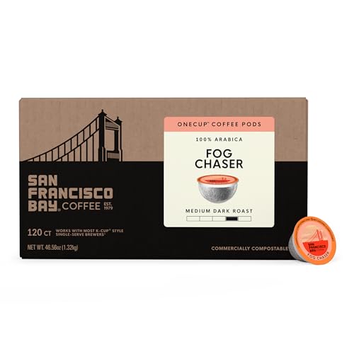 San Francisco Bay Fog Chaser K-Cup Coffee Pods - 120 Count, Medium Dark Roast, Compatible with Single Serve Brewers
